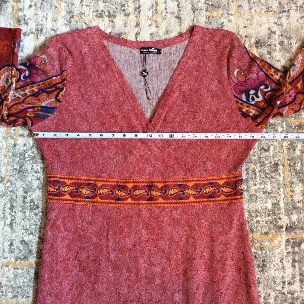 WHITE MARK V NECK SWEATER DRESS! GREAT DETAILS! XL - Picture 5 of 11